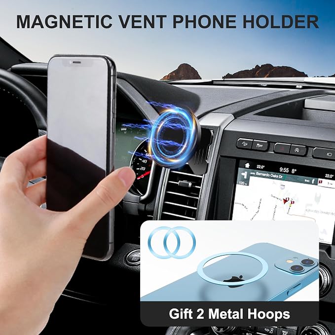CNC Vent Phone Holder, Magnetic Car Air Vent Phone Holder Cradles Mount Compatible with F150 2015-2020 & Super Duty F250 F350 F450 2017-2021 Universal Bracket Stand for iPhone & Android