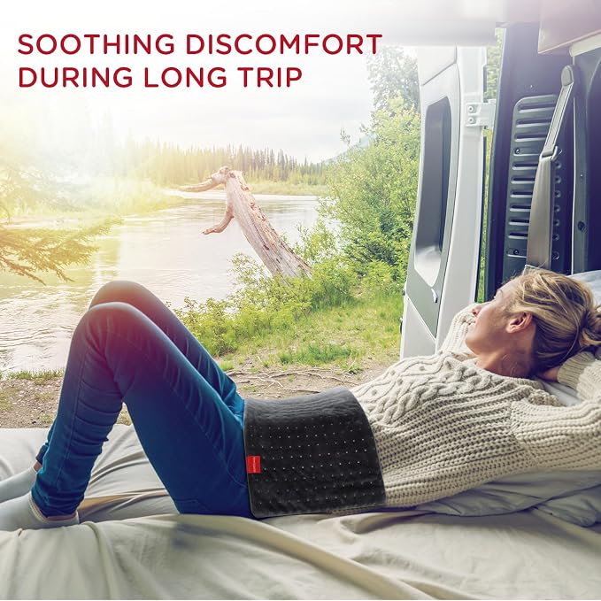 12V/24V Car Electric Blanket for Back, 4 Heat Settings, 11Auto-Off, Portable Mini Travel Blanket for Neck, Shoulders, Hip, Waist, Truck, SUV, 12" x 24" Washable for Drivers Women Men Winter