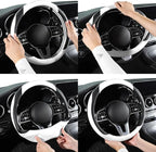 Car Steering Wheel Cover, Microfiber Leather Steering Wheel Cover Universal Fit 14.5-15 inch Anti-Slip Comfortable Breathable Car Wheel Protector for Men Women,White