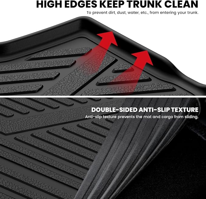 Cargo Mat & Backrest Mats for Nissan Armada/Infiniti QX80 2019-2024, All Weather TPE Custom Fit Easy Clean Durable No-Curling Trunk Mat for Armada & QX80, Black