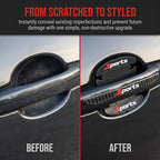 8PCS Car Door Handle Scratch Protector, 3D Carbon Fiber Pattern Anti Scratch Paint Protection Film, Sports Self-Adhesive Door Edge Sticker Universal for Car SUV Truck (Black)