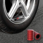 Tire Valve Stem Caps, Red, 4 pcs/Pack, Anodized Aluminum Tire Valve Cap Set, Corrosion Resistant, Universal Stem Covers for Cars Trucks Motorcycles SUVs and Bikes