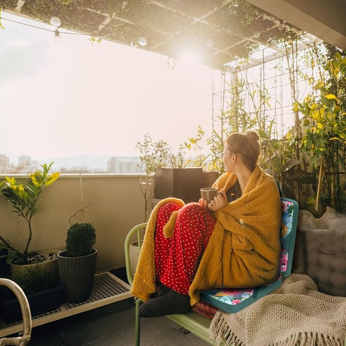 Heated Stadium Seats with Backrest Foldable(No Power Bank), Cushion Pad Portable, Thick Padded with Handle, Ideal for Camping Sporting Events Concerts (Green Floral)