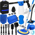 Car Wash Detailing Kit Cleaning Set with Foam Gun Sprayer, Long-Handle Brush, Large Wash Mitt, Towels, Complete Interior & Exterior Car Washing Supply Set (Blue)