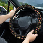 Watercolor Pink Hisbicus Steering Wheel Cover, Elastic Non-Slip Steering Wheel Protector,Auto Interior Decor for Women Girls,Universal 15" Fit for Sedans,Trucks