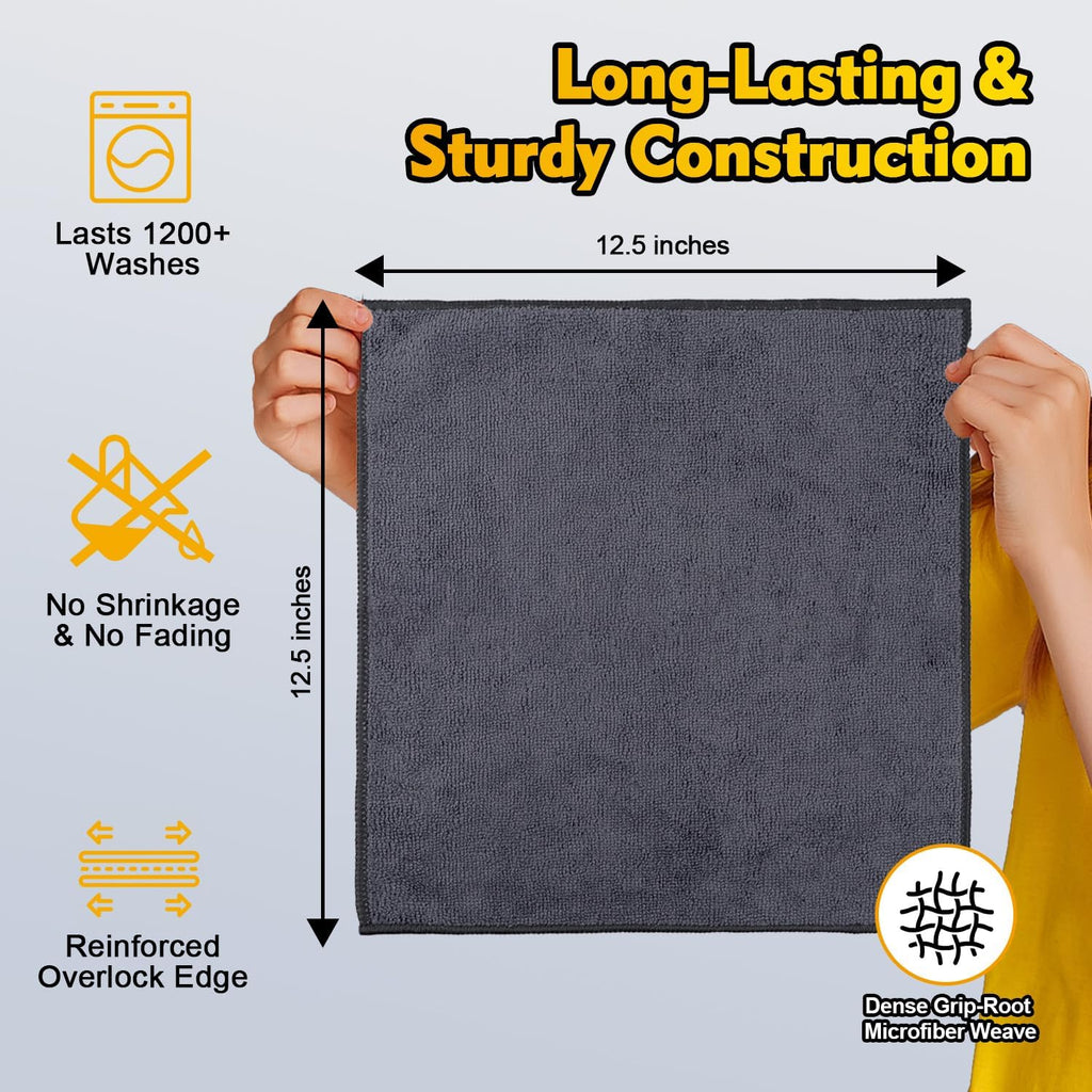 Microfiber Cleaning Cloths (12-Pack) — Scratch-Free Car Towels