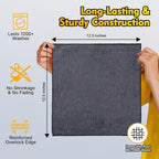Microfiber Cleaning Cloth 12 Pack, 12.5 x 12.5 inch Microfiber Towels for Cars, Ultra Absorbent Washing Cloth, Lint Free Streak Free Cleaning Rags for Car, Kitchen, and Window (Grey)