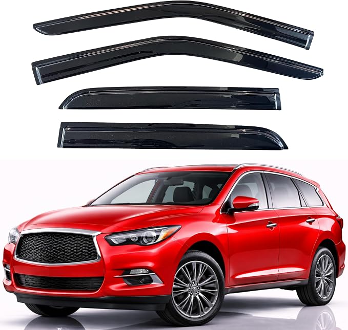 KPY Rain Guards Fit for 2013-2021 Infiniti QX60, Out-Channel Window Visors Vent Wind Deflectors 4PC, Car Accessories for 2013-2021 Infiniti JX35