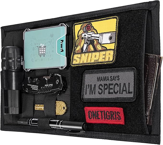 Molle Visor Panel Organizer, Molle Panel Tactical Car Sun Visor Cover Vehicle Visor Storage Holder Pouch Molle Webbing with Hook-and-Loop Straps for Cars, Trucks, Suvs (B)