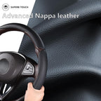 Car Steering Wheel Cover Leather Snap On 3Pcs Set Non-Slip Protector Wrap Steering Wheel Accessories 14.5-15 inch Universal Black