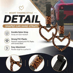 Leopard Heart Car Handle Strap Drift Charm Car Accessories for Women Cheetah Heart Rear Bumper Warning Ring Decor for Auto Bus Subway Interior Exterior Decorations(Leopard, Devil Style)