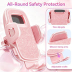 Car Vent Phone Holders with Metal Hook Clip [Bling Pink for Women & Thick Case Friendly]，Vent Phone Mount for Your Car Accessories with iPhone 17-12 Pro Max Plus Air Samsung