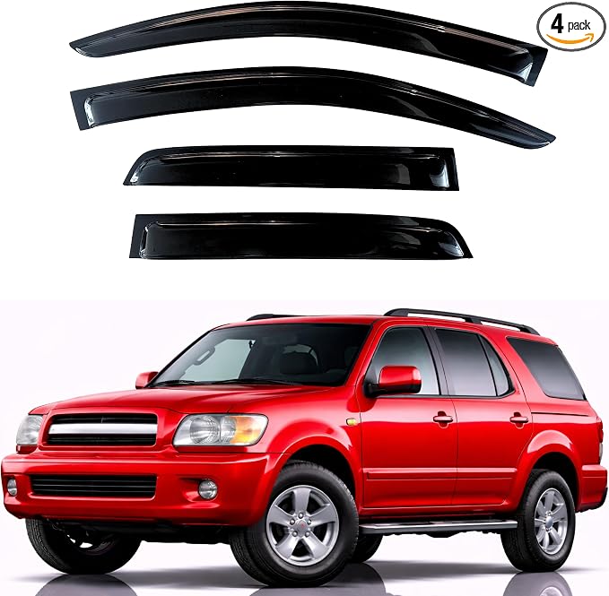KPY Rain Guards Fit for 2001-2007 Toyota Sequoia, Out-Channel Window Visors Vent Wind Deflectors 4PC, Car Accessories for 01-07 Sequoia
