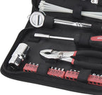 56 Piece Compact Metric Auto Tool Set in Zippered Case, Small Mechanic Tool Set for Car Emergency, Motorcycle Repair on the Road, Great for Travel Tool Needs - Red - DT9775