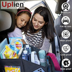 Front-Back Seat Car Organizer Box - Portable Passenger Seat Organizer, Odorless Fabric Car Seat Organizer, Universal Foldable Auto Seat Storage Caddy for Kids & Adults Road Trip Essentials (Black)