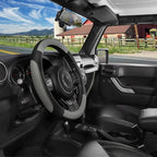 Car Steering Wheel Cover for F-150 Tundra Range Rover 15.5-16 inch, Black and Gray Microfiber Leather
