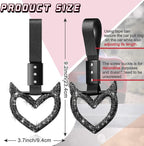Bling Car Accessories Bling Heart Handle Ring Car Accessory for Women Heart Hand Strap Drift Charm Rear Bumper Warning Ring Decor for auto Bus Interior Exterior Decoration (Black,Devil Style)