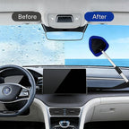 Microfiber Car Windshield Cleaning Tool with Extendable Handle,Car Defogging Glass Cleaning Brush with 4 Reusable Microfiber Pads 1 Spray Bottle and 1 Car Dust Removal Brush. (Blue)