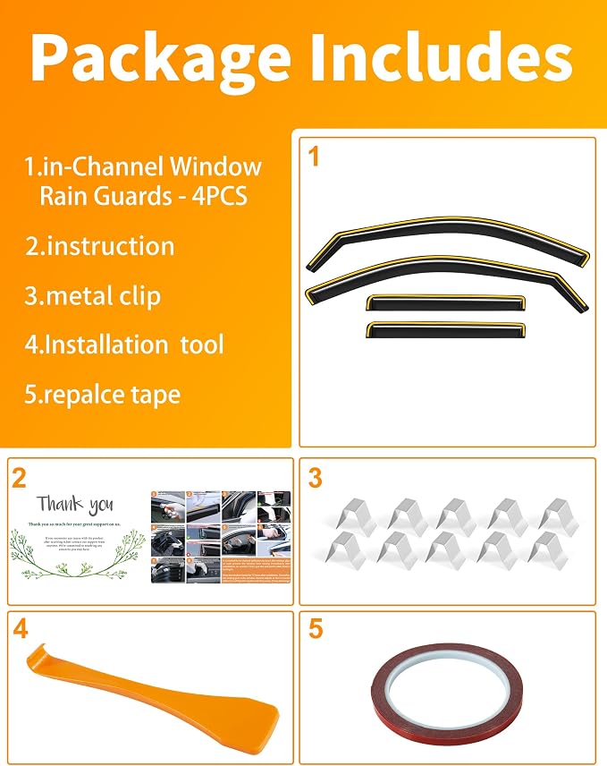 in-Channel Window Rain Guard for Fit for Jeep Grand Cherokee 5 Seats(Not for L 7 Seats) 2022-2025 Rain Guards Side Window Visors low profile Vent Visor Window Deflectors Vent Shades Accessories