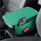 carleef Thin Arm Rest Cover for Car,Leather+Memory Foam Center Console Cover with Storage Bags,Universal Middle Console Cover Car Accessories Interior for Most Cars Center Consoles (Green)