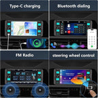 Single Din Car Stereo – Dual Knob Touchscreen Radio with Wireless Apple CarPlay & Android Auto Upgrade Your Classic Car with Easy Installation, Backup Camera Ready, Bluetooth, GPS, FM/AM, USB, EQ