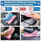 Microfiber Cleaning Cloth, Shop Towels Bulk, 24 Pack Pink Microfiber Towels for Cars, All-Purpose Absorbent Cleaning Rags, Dust Cloth for Automotive, Mechanic, Garage, Bar, 12 x 11 inch