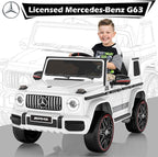 Licensed Mercedes-Benz G63 Car for Kids, 12V 7AH Ride on Car w/Parent Remote Control, LED Headlights, Music Player & Horn, Soft Start, Low Battery Prompt, Kids Electric Car (Ivory White)