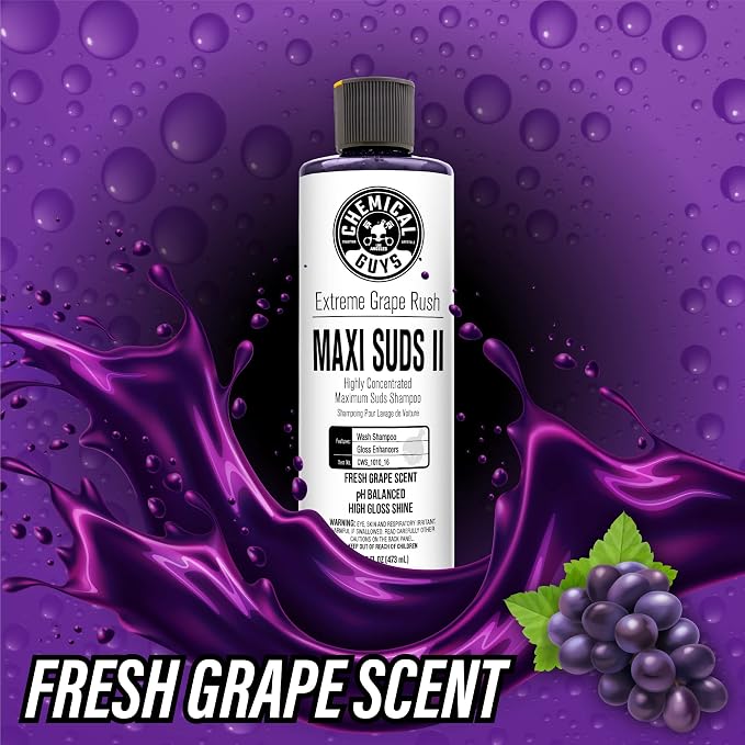 CWS/1010/64 Maxi-Suds II Foaming Car Wash Soap (Works with Foam Cannons, Foam Guns or Bucket Washes) Safe for Cars, Trucks, Motorcycles, RVs & More, 64 fl. Oz (Half Gallon), Grape Scent