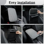 Car Center Console Cover, Upgraded Leather Car Armrest Cushion, Universal Waterproof Cushion Pad, Non-Slip Car Interior Accessories, Fits Most Sedans SUVs Trucks (Gray)