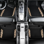 Waterproof Universal Fit Car Floor Mats, Leopard Print Car Mats Fit for SUV,Vans,sedans, Trucks,Set of 4pcs Car Carpet with Driver Heel Pad and Nibs Backing,for Cute Women Girl Brown Leopard