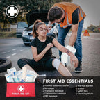 Car Emergency Safety Kit Bag with Portable Air Compressor, Jumper Cables,First Aid Kit, Tire Pressure Gauge, Auto Vehicle Safety Road Side Assistance Kits Essentials,for Women, Men, Teen