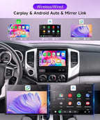 Android 15 Car Stereo Radio for Toyota Tacoma 2005-2015, Wireless Carplay Andorid auto Mirror Link 9'' Touchscreen GPS WiFi Bluetooth 5.0 FM/RDS EQ-32 SWC Backup Camera 2G+64G