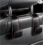 2 PCS Car Seat Headrest Hook, Microfiber Leather Purse Hooks Back Seat Storage Organizer, Auto Interior Headrest Holder for Hanging Bag Coat Grocery, Car Accessories (Carbon Fiber)