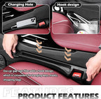 2PCS Upgraded Car Seat Gap Filler Organizer,Versatile Car Gap Filler Organizer with Hooks & Storage Slots Design,Soft Cars Seat Gaps Fillers Strip Cars Accessories Interior