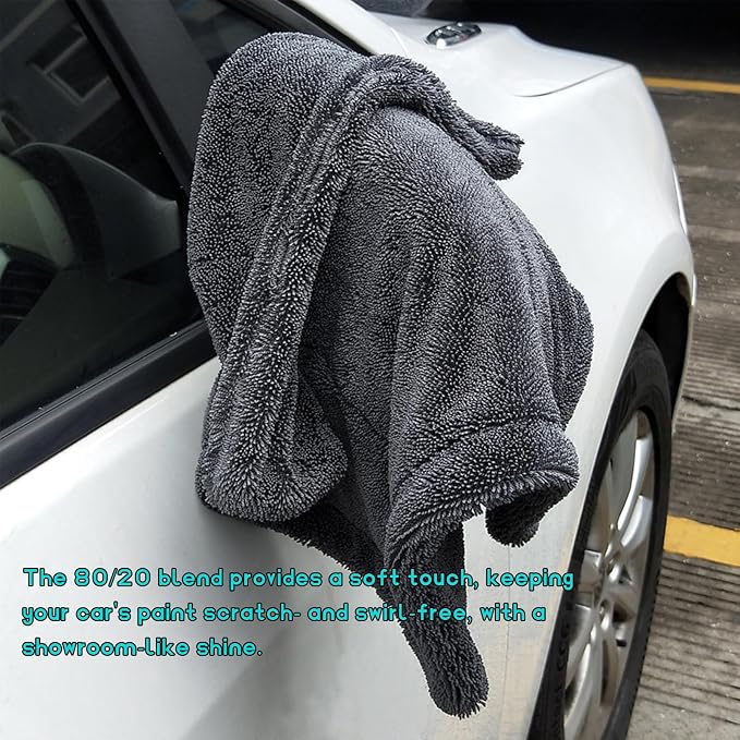 Microfiber Towels for Cars, 19.7"x23.6" 1200 GSM Ultra Thick Soft Car Detailing Drying Towel, Super Absorbent Double Twisted Loop Cloth Cleaning Towel for Car Truck SUV