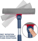 Professional Window Squeegee | 2-in-1 Window Cleaner Sponge and Soft Rubber Strip With Telescopic Extension Pole 20" - 30"(50cm-76cm) | Adjustable To Clean From Multiple Angles