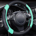 Line Rider Microfiber Leather Sporty Steering Wheel Cover Universal Fits for 95% Truck,SUV,Cars, 14.5-15 inch Anti-Slip Safety Comfortable Design (Black Mint Blue)