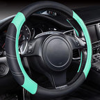 Line Rider Microfiber Leather Sporty Steering Wheel Cover Universal Fits for 95% Truck,SUV,Cars, 14.5-15 inch Anti-Slip Safety Comfortable Design (Black Mint Blue)