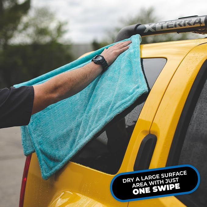 The Liquid8r, Absorbent 70/30 Blend Microfiber Drying Towel for Cars, Trucks, and SUVs, Safe for Detailing, Scratch-Free, Twist Loop, 1100 GSM, 25x36 Inches, Aqua Blue