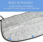 Car Front Windshield Cover Shade, 66.9"×17.7" Windshield Snow Cover for Fallen Leaf Dust and Snow, Universal Windshield Protector for All Seasons(Silver)