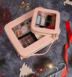Clear Makeup Bag, Travel Toiletry Cosmetic Bag Case Portable Clear Makeup Organizer Transparent Storage Bag Fit Carry-on Travel Car Accessories for Women Men (Large-Pink)