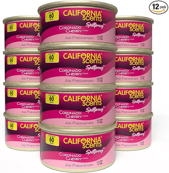 Can Air Freshener and Odor Neutralizer by, Set of 12 Spillproof Cans for Home and Car, Coronado Cherry, 1.5 Oz Each