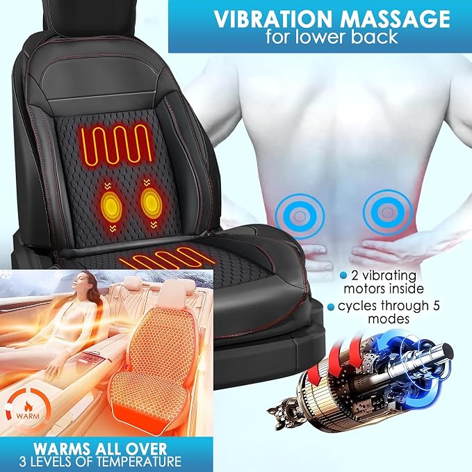 Upgraded 16 Fans Cooling Car Seat Cover Front Seat, Cooling Car Seat Cushion with Massage Adjustable Temperature, 12V Ventilated Seat Cover for Car SUV Universal (Winter,Cooling&Massage-3in1 - 5)