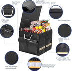 Trunk Storage Organizer with Lid, 35cm Small 36L Collapsible Car Trunk Organizer,Small Car Organizer Aluminium Handle, Car Accessories for Sedan Auto SUV Truck Minivan Road Emergency Black
