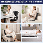 Heated Seat Cushion for Office Chair, Heated Seat Pad for Pain Relief Promote Blood Circulation with 3 Heat Levels & 90mins Auto-off, Chair Warmer for Back, Waist, Hips, Thighs Home Office Use Dark