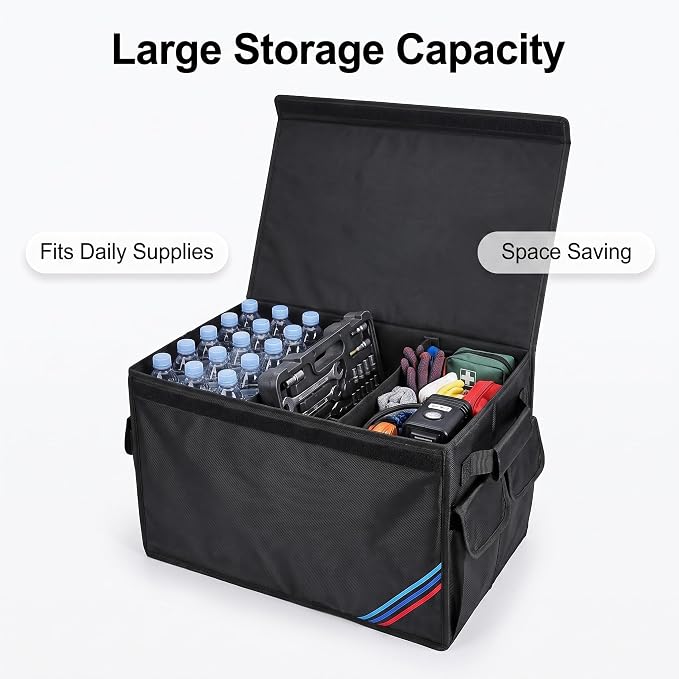 Non-slip Car Organizer, Multi-Use Collapsible Car Storage Box, Portable Auto Cargo Storage Bin for Car SUV Truck, Waterproof Outdoor Camping Picnic Storage Container