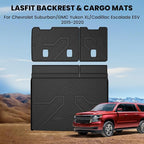 Trunk Mat with Backrest Mat 2015-2020 for Chevrolet Chevy Suburban/GMC Yukon XL(Not Fit Yukon)/Cadillac Escalade ESV(Only Escalade ESV, Not Fit Escalade), All Weather TPE Mat