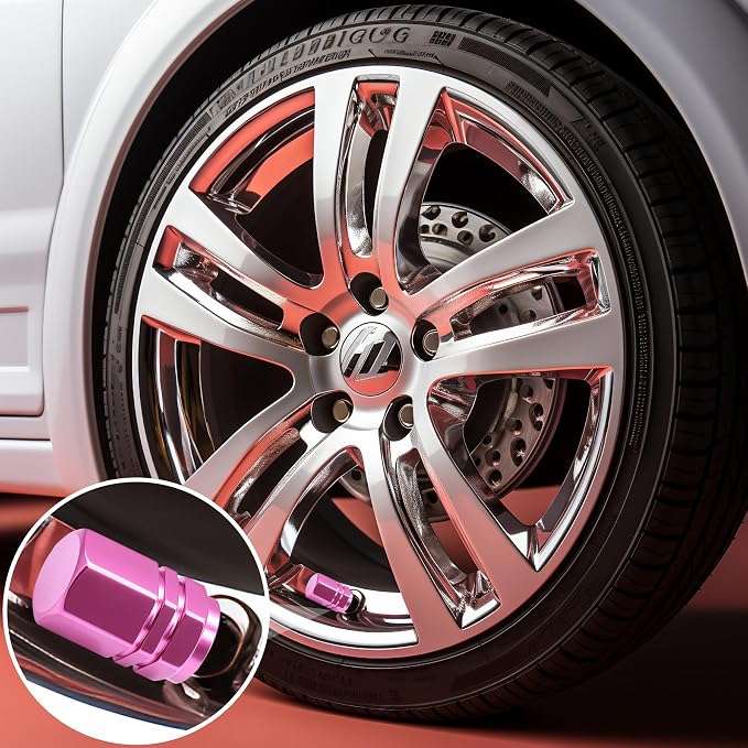 8PCS Tire Valve Stem Caps, with Rubber O-Ring, Corrosion Resistant Leak-Proof, Aluminum Alloy Universal Wheel Valve Covers for Cars, SUV, Trucks, Bikes, Motorcycles, Bicycles(Pink)