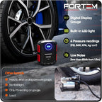 Tire Inflator Portable Air Compressor, Air Pump for Car Tires and Bikes, Car Tire Pump w/Auto Shut Off, 150 PSI, 12V DC, LED Light, Carrying Case, for Men, Women