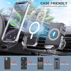 Wireless Car Charger, 15W Fast Charging Auto-Clamping Car Charger Phone Mount Air Vent Cell Phone Holder Compatible iPhone 16/15/14/13/13 Pro/12 pro/12/11, Samsung Galaxy S23/S22/S21/S20, etc